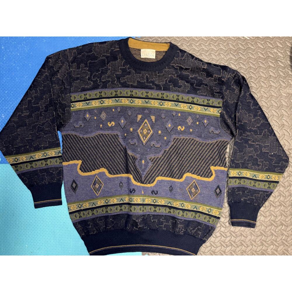 Vintage Pierre Sangan sweater Crewneck XL navy men’s longsleeve wool
